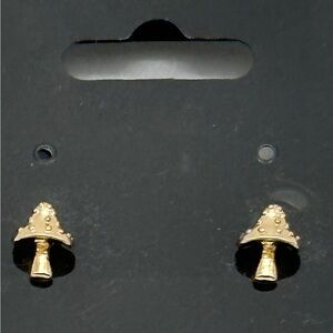Gold Mushroom Stud Earrings